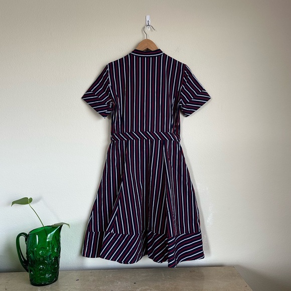 Brooks Brothers Navy and Red Stripe Fit and Flare Dress - Picture 12 of 15